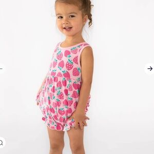 NWT 6-12 months Little sleepies Sweet Strawberries Bubble Romper